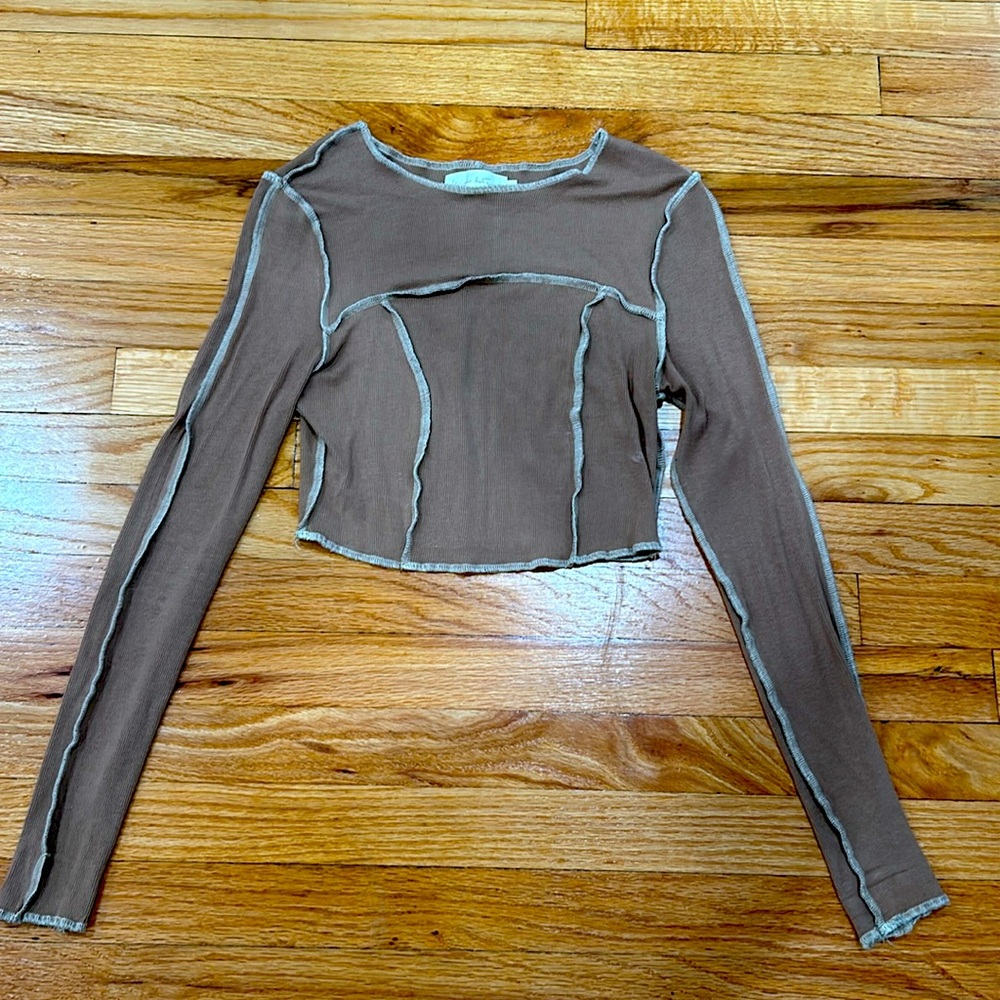 Cute Fall Beige Botany Brown Top